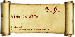 Vida Jolán névjegykártya